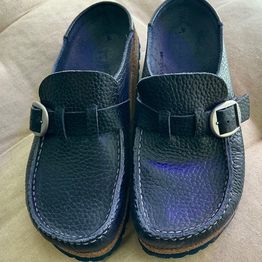 BIRKENSTOCK Buckley Clog Mule Pebbled Deep Blue LEATHER Medium EU 7 (US 6.5/7)